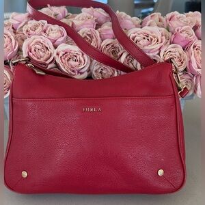 Furla, EUC leather red Crossbody bag or shoulder bag